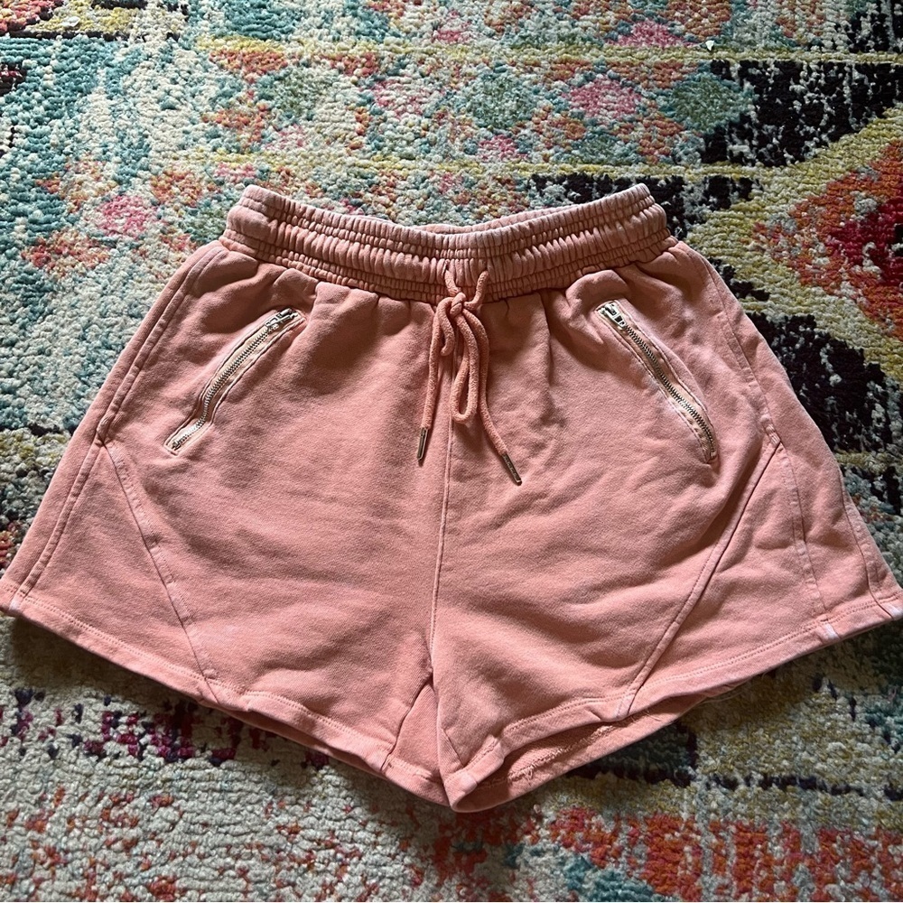Blank NYC Shorts Women Terry Cloth Zip Pockets Elastic Waist Drawstrings Size S